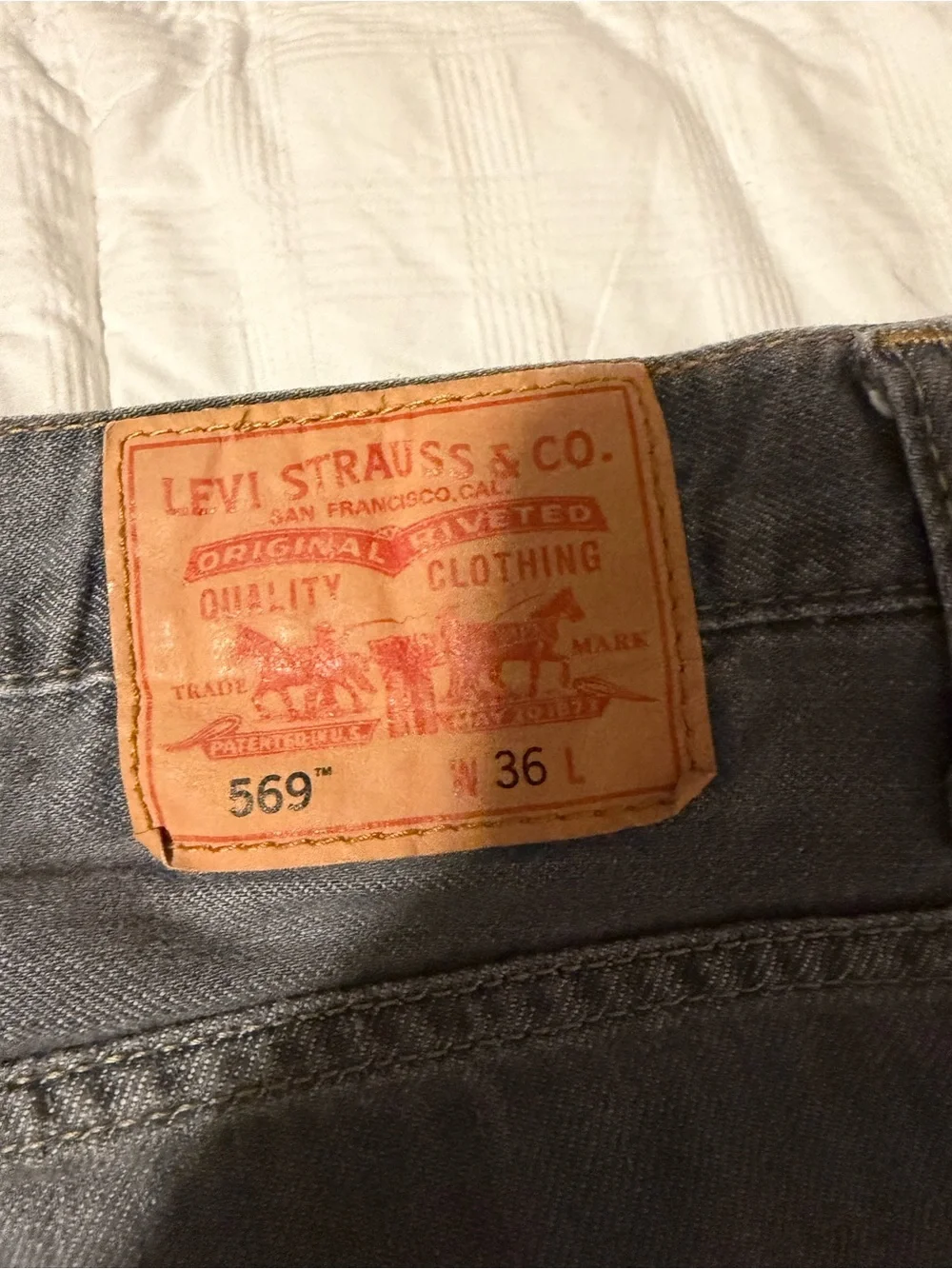 Levi's Gray Denim Shorts with Leather Patch 569